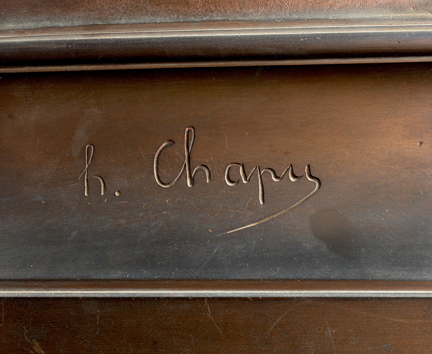 Eugène Millet par Henri Chapu (zoom sur signature Henri Chapu)