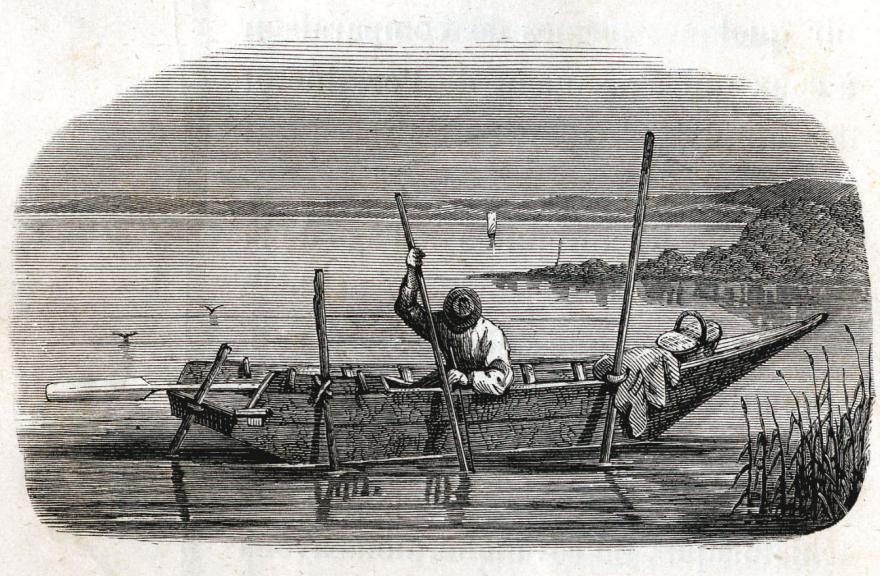 Gravure scène de pêche à la période gauloise