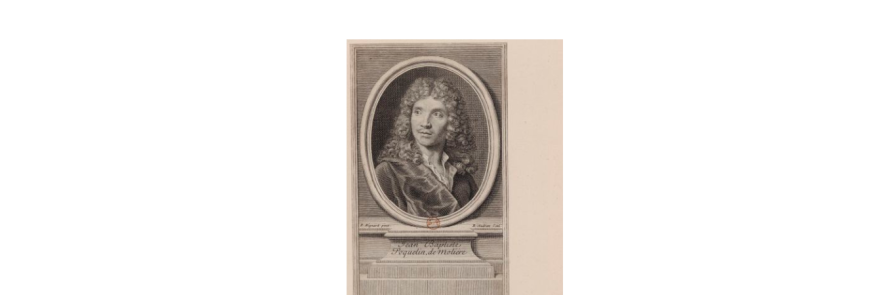 Portrait de J. B. Poquelin de Molière, en buste, de face, dans une bordure ovale : [estampe] 