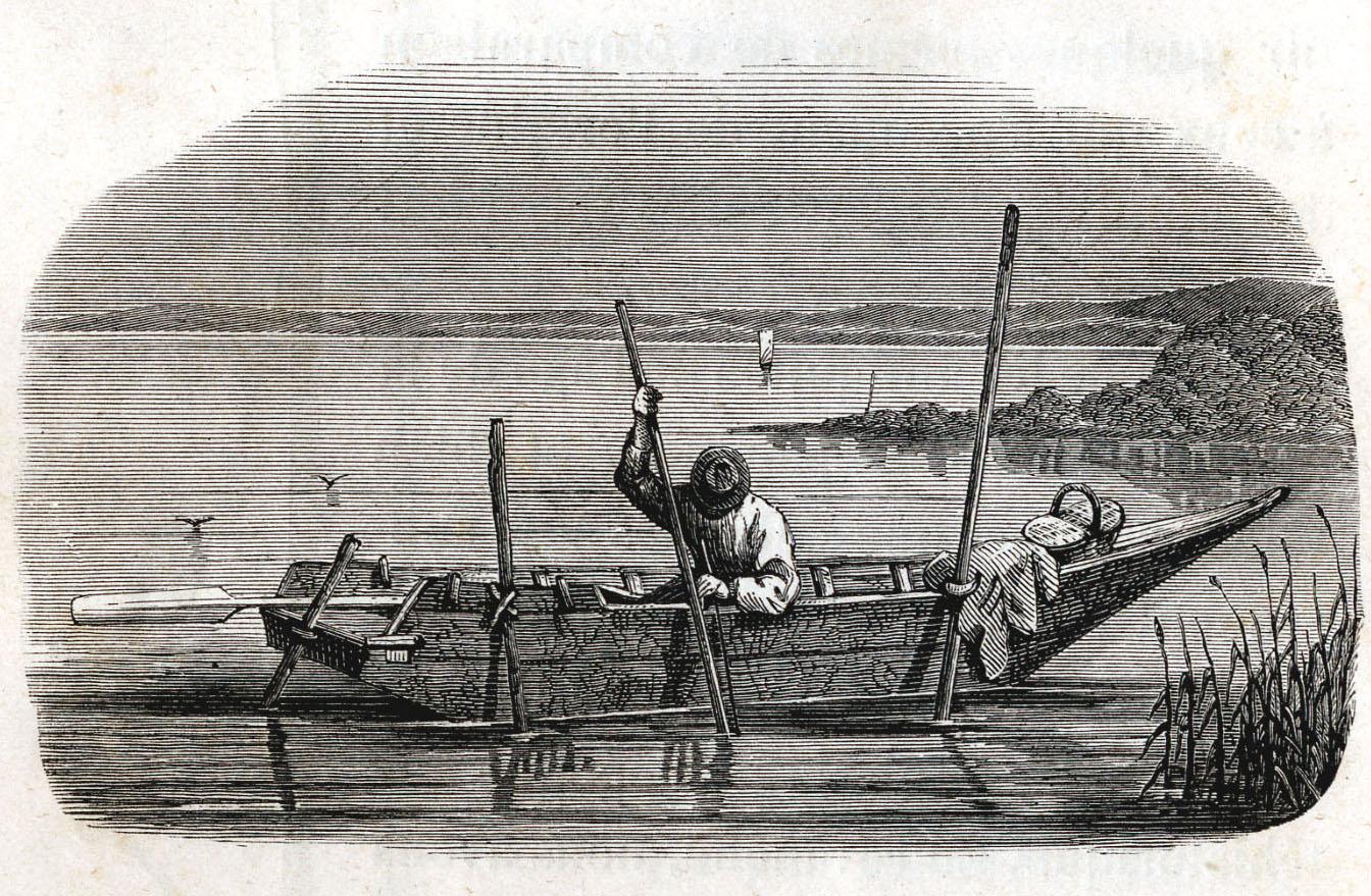 Gravure scène de pêche à la période gauloise